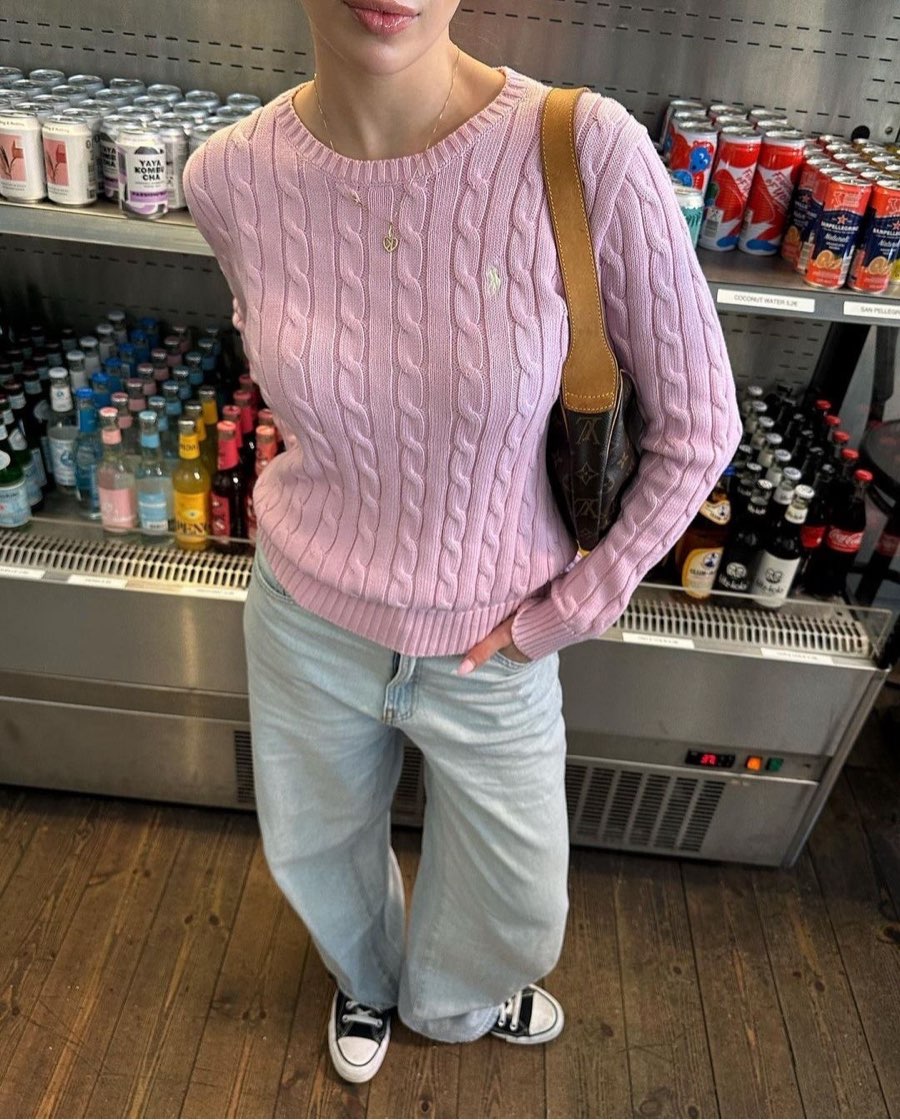 Pink Cable Knit Sweater