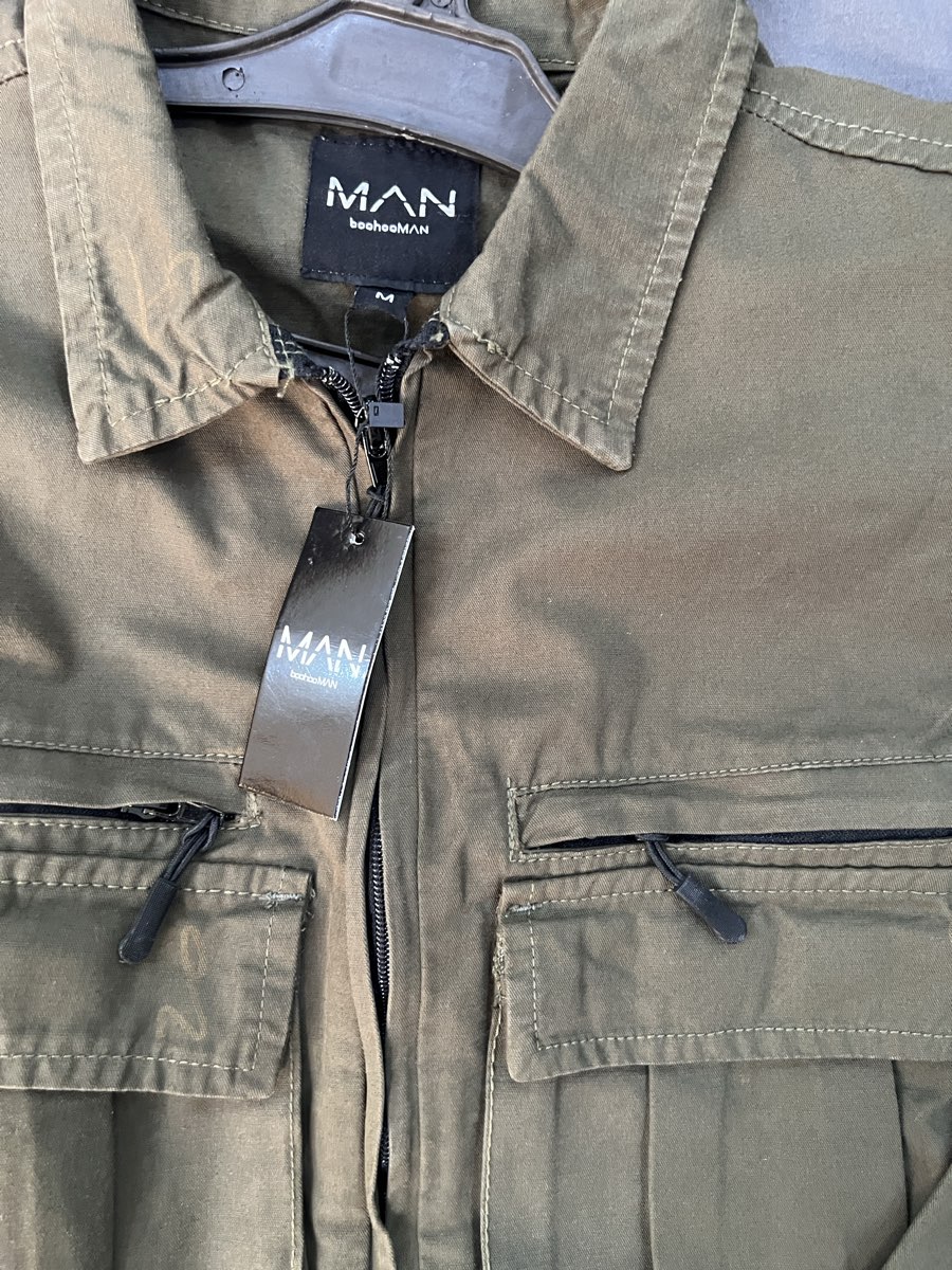 Army green crop fitting cotton jacket export leftover