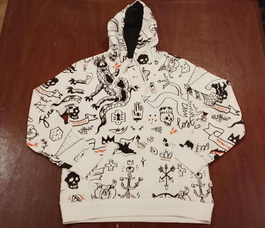 # G97 Premium Men's White All-Over Vector Printed Hoodie