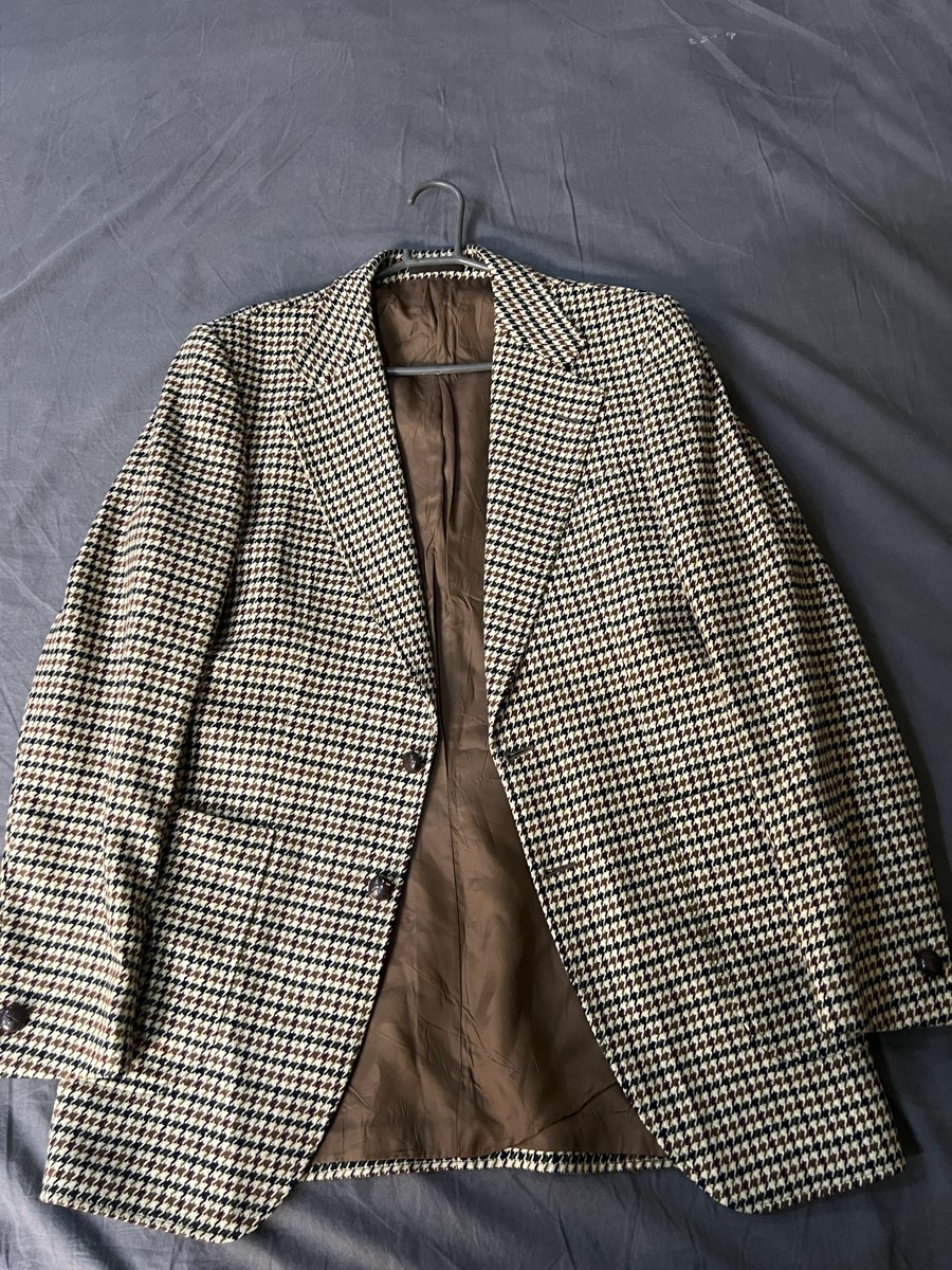 Vintage Handcrafted Houndstooth Blazer - 90% Lambswool 10% Cashmere Jacket