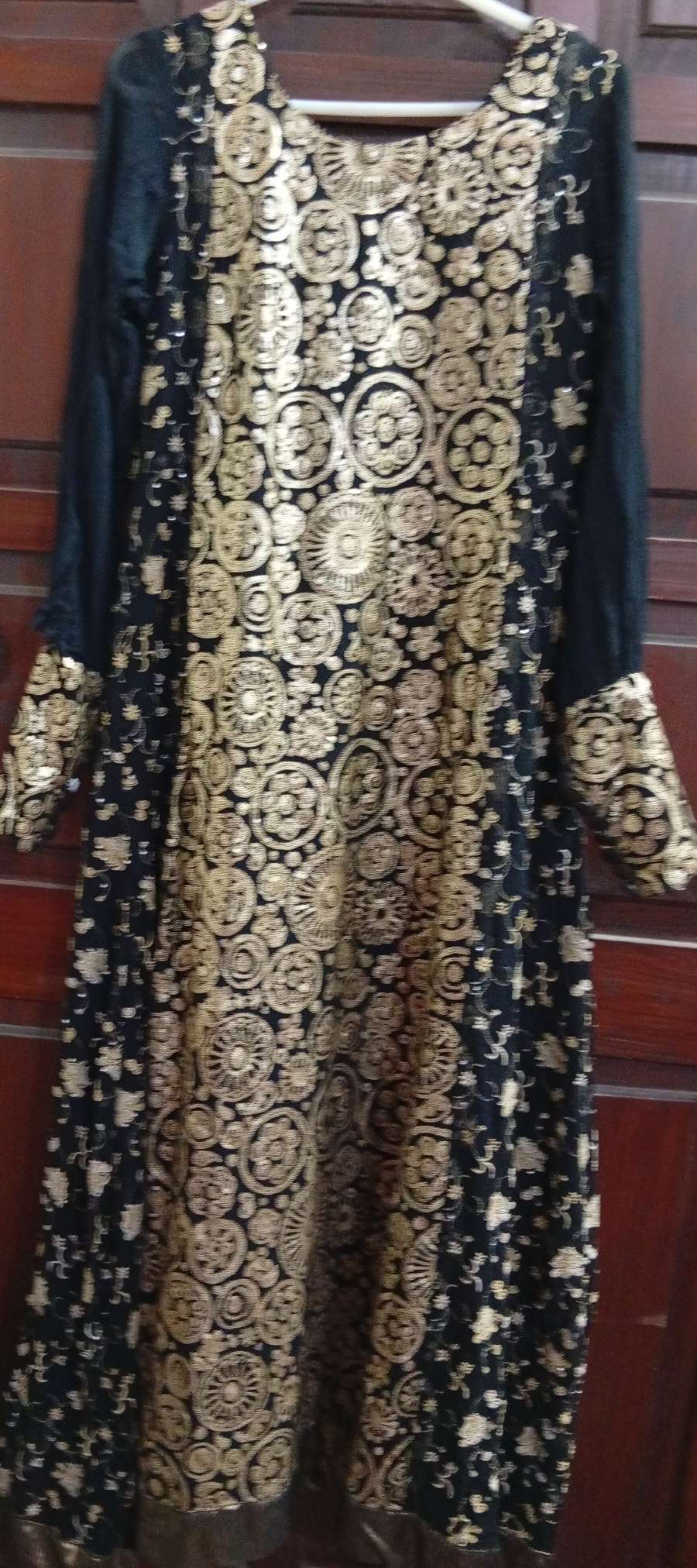 Black and Gold Embroidered Maxi