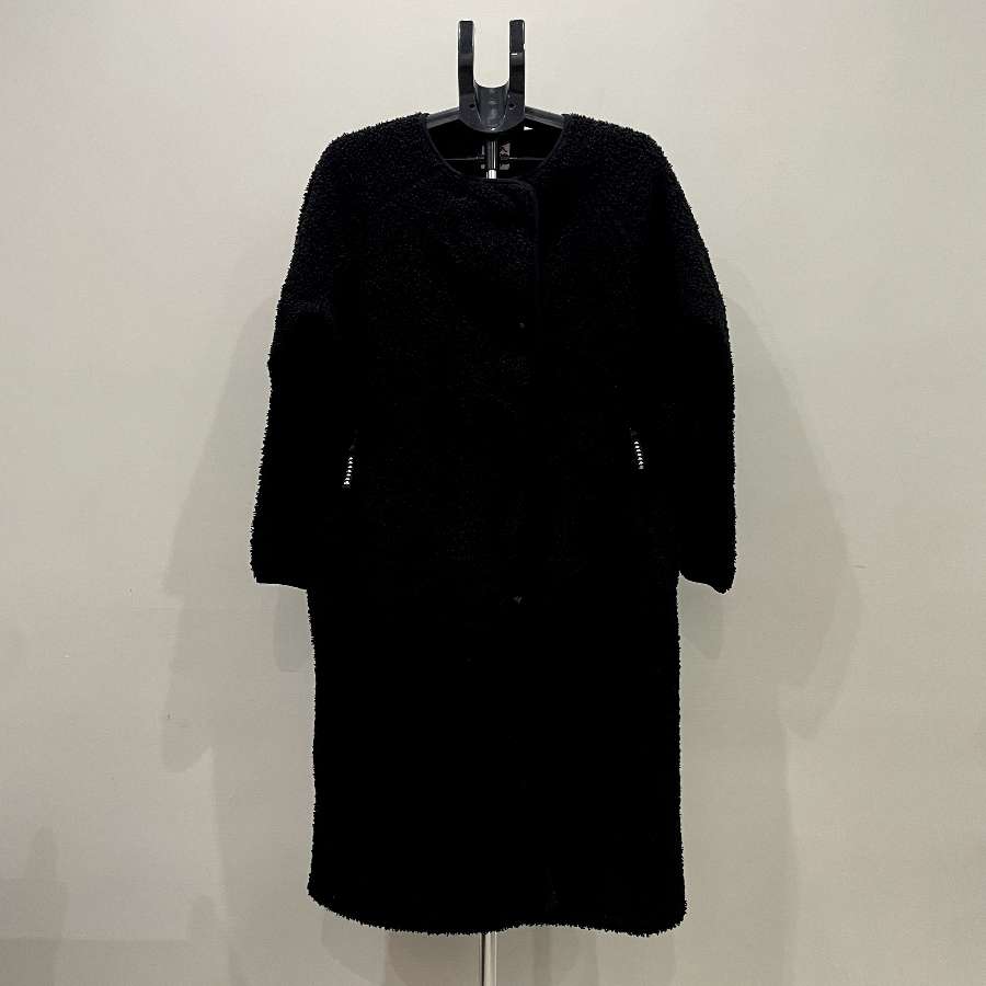 Kappa Black Sherpa Fleece Longline Cardigan
