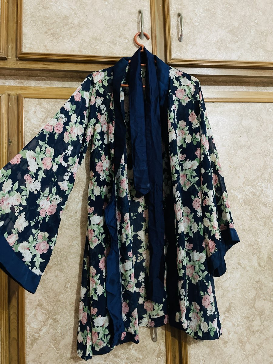 Floral Navy Shrug with Scarf